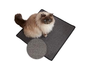 CARPIDO Kratzmatte für Katzen - Fußmatte Sisal Kratzteppich - natürliche Sisalmatte robust - Vorleger aus 100% Sisal - Katzenkratzmatte anthrazit 30 x 40 cm