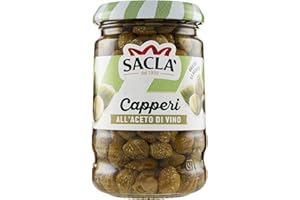 SACLA Saclà, Capperi, Capperi all'Aceto di Vino, Ideali per Arricchire i Tuoi Piatti, Vaso Vetro, 200g (110g sgocciolato)