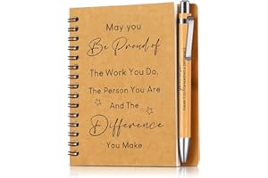 DIANELHALL Dianehall 2er Set Dankeschön Geschenk Inspirierend Mitarbeiter Spirale Notizblock und Kugelschreiber Liniert Spirale Notizbuch Motivierend Taschen Tagebuch Geschenk für Kollegen Lehrer Freiwilliger