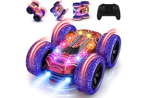 MERMOE Ferngesteuertes Auto Kinder Spiele ab 6 7 8 9+ Jahre Jungen Mädchen, 2.4Ghz 360° Rotation Doppelseitige Stunt Car 4WD Crawler mit LED-Leuchten, RC Auto Spielzeug Geschenke Weihnachten Geburtstags