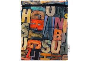 ANVAL Custodia per libro, impermeabile, con cerniera, tasca esterna - Protezione per libri, adattabile a qualsiasi spessore, custodia a libro in tessuto stampato (86)