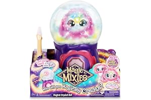 My Magic Mixies - Crystal Ball Pink, magiczna interaktywna zabawka, magiczna kryształowa kula ze światłami, efektami i dźwiękami i pluszową lalką do opieki, z akcesoriami, sławna (MGX05000)