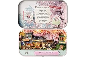 Pumpumly Box Theatre Miniature Kit, 3D Wooden Doll house with Furniture, Small Iron Creative DIY Crafts for Teens& Adults(The Realm of Cherry Blossoms), Multicolor, 51U52R163R64