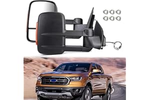 ‎AREYOURSHOP Areyourshop Ausziehbare Abschleppspiegel,Erweiterbare Towing Mirrors für Ford Ranger MK PX XL XLT XLS Wildtrak 2012-ON – Manuell Teleskopierbar, Schwarze ABS, mit Rauch-Indikatoren, Links und Rechts