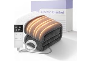 BANXYE Kuschelige Heizdecke mit Abschaltautomatik & 9-Fach Wärmezonen, 1-9h Timer mit Memory-Funktion, Schnellwärme & Gleichmäßige Wärme, Doppelseitig Flanell & Schaffell wärmedecke elektrisch, 160x120 cm