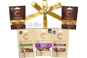 Merry Christmas Hamper Luxury Nuts Snacks Gift Set | Truffle Nuts | Chocolate Cranberries | Almonds | Caramelised Cashews | Sesame Peanuts | Food Gifts for Men Women Him Her by WALTNEYS (Gold/White)