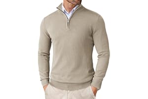 Coofandy Maglioni da Uomo con Zip a Quarto Slim Fit Leggero Collo a Lupetto Pullover Casual Polo Maglioni