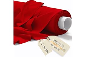 DreamRoots Stoffa cotone al metro 1Mx160cm 145 g/m² - Tessuti per tende a metro da interno, cucito creativo - Tessuto a metraggio, Rosso