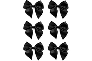 Italian Options Large Satin Ribbon Bows, Self-Adhesive Fabric Bow Decorations for Gift Wrapping, Hampers, Cake Decoration, Hair Bows, Crafts, Crafting, Black, 6 Pack, 10 cm
