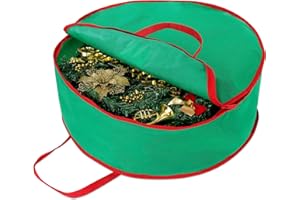DIJIA Wreath Storage Bag-76.5×20CM Durable Fabric Christmas Wreath Storage With Zippers and Handle, Holiday Décor Storage Bag, Green