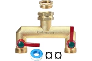 Wisdomgarden Wasserverteiler 2fach, Schwere Ausführung aus Messing gartenschlauch verteiler,2 wege verteiler wasser mit 2 Verlängerungsgriffen,Der verbesserte sechseckige Wassereinlass ist langlebiger