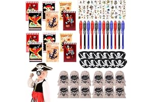 HUAMUDM 60 Pezzi Pirata Accessori Bambini, Pirati Gadget Compleanno， Accessori per Feste a Tema Pirata， Gadget Pirata Compleanno Party, Pirata Regalini Festa Compleanno， Gadget Pirata Compleanno Bambini
