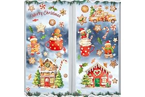 TOARTI Adesivi per Finestra Natalizie Sticker da Muro Pan di zenzero Adesivi Vetro Cacao Adesivi Cioccolata calda DIY Natale Decalcomanie per Parete Vetrina Soggiorno Decor