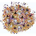 Confect Mix Lime Green, Purple, White & Orange Pearls Sprinkles | Silver Skulls & Witch Hats Spooky Sprinkles | Halloween Sprinkles | Witches Headstones Sprinkles - 2 Oz