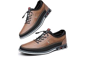Asifn Hombres Zapatos de Cómodos Cuero Oxford de Negocios con Cordones británicos Casuales para Zapatos de Oficina de conducción clásicos Transpirables