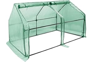 TRMLBE Mini Serra da Esterno Invernale per Pomodori con Rete Protettiva, Serra in Pellicola per Piante, Ideale per Giardino e Balcone - Verde, 180x90x90cm