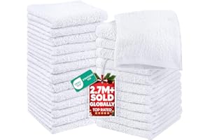Utopia Towels - Cotton Washcloths Set - 30 x 30 cm, White - 100% Ring Spun Cotton, Premium Quality Flannel Face Cloths, Highly Absorbent and Soft Feel Fingertip Towels (24-Pack, White)
