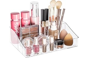 DancesCat Przezroczyste organizery kosmetyczne do makijażu, na szminki, biżuterię, pielęgnację paznokci, organizer do pielęgnacji skóry, idealny organizer na biurko do toaletki i łazienki