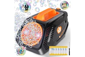 SOGNOTOY Macchina Per bolle,Soffiatore Di Bolle Per Bambini, Produttore Di Bolle a Velocità Regolabile, Alimentata Da Presa Elettrica o Batteria (non inclusa) Più Di 12.000 Bolle Colorate al Minuto.