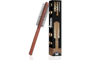 ‎LAMPOX lampox Männer Bart-Rundbürste, Bartstyling, Bartbürste, Föhnbürste, Rundbürste, Föhnbürste, Bartpflege, Haarkamm, Holzgriff und stabile Noppen, Haarbürste für kurze und mittellange Haare (M)