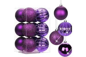 ‎BRIFUL 8CM Weihnachtsdeko Weihnachtskugeln, 12 Stücke Bruchsiche Christbaumkugeln Ornamente Weihnachtsbaumschmuck für Weihnachtsbaum Christbaumkugeln Weihnachtsdekoration Kugeln