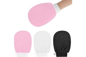 WY LIGHTING LEVEL Exfoliating Gloves, 3Pcs Body Scrub Glove Bath SPA Exfoliating Mitts, Dual-Sided Deep Clean Exfoliation Scrubbing Mitt, Dead Skin Remover Glove Deep Body Scrubber for Women and Men(Pink)