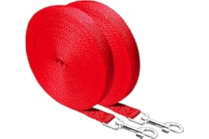 Luchai Lot de 2 laisses de dressage pour chien, 10 m de long, longue laisse pour le pistage dressage du chien, longue laisse pour le rappel des animaux de compagnie (rouge)