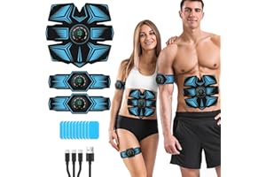 GROSBEAK EMS Electroestimulador Muscular, Abdominales Electroestimulacion, USB Recargable EMS Estimulador Eléctrico Abdominal para Hombres Mujeres, Abdomen/Brazos/piernas, 8 Modos y 19 intensidades