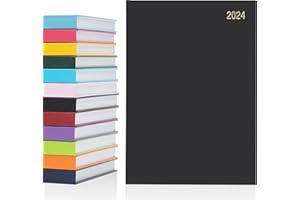 EVELAY Agenda semainier 2024 A4 avec couverture rigide - 1 page par jour - Noir - Format A4