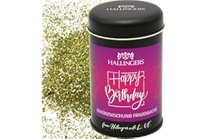 ‎HALLINGERS GENUSS MANUFAKTUR Hallingers Happy Birthday - pink - Geburtstagsgeschenk Gewürz-Mischung für Marinaden, Spare Ribs & Grill - zum Geburtstag schenken (Dose) - Geschenk im Sommer & als perfektes Grillgeschenk | Geburtsta