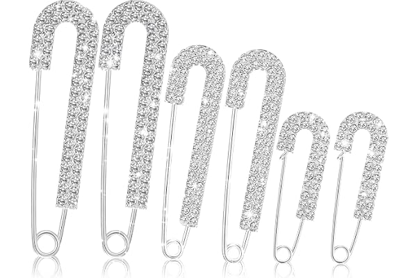 Ymapinc 6 stycken strass säkerhetsnålar stor silver strass brosch urringning förminska damer halsduk klämma för klänningar, h