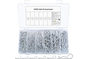 SYBDXJ 150 Pezzi Coppiglie, Kit Assortimento Copiglie Clip a R Ferma-spine di sicurezza, Spine di sicurezza, Fibbie ad arco, Spine metalliche per meccanici automobilistici e camper (150PCS R)