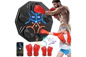 XOEMINOR Music Boxing Machine Adultos, Aparato de Boxeo Electrónico Portátil de Pared con 2 Guantes, Pantalla Digital Inteligente Ajustable de 9 Velocidades y Conteo Automático, Conexión Bluetooth