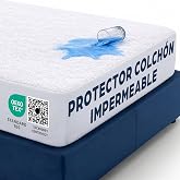 Mattress Protector 135 x 190 cm Waterproof Mattress Cover Waterproof Cotton and Microfibre Mattress Cover for Bed, Breathable