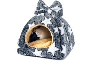 Tierecare Guinea Pig Hideout Hamster Bed Rabbit House Cute Habitat Warm&Cozy Cage Accessories for Bunny Ferret Hedgehog Chinchilla Small Pet Washable