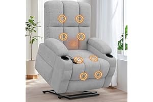 ‎SRFZLUXY Srfzluxy Relaxsessel Massagesessel Elektrisch Verstellbar Fernsehsessel mit Liegefunktion Massage Wärmefunktion, TYP C&USB-Anschlüsse, 4 Seitentaschen 2 Getränkehalter, Lesesessel TV Sessel Wohnzimmer