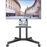 BONTEC Soporte TV Ruedas, Soporte TV Pie para 32-85 Pulgadas para TV de Planos/Curvos, hasta 55 kg, Altura Ajustable con Band