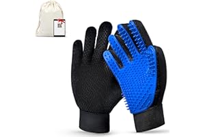 Salvayro® ️ Gant anti-poils pour chats et chiens en silicone + sac de rangement + guide numérique avec informations | Gant de toilette, nettoie et bain vos animaux à poils longs et courts.