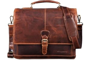 STILORD 'Francis' Aktentasche schmal Herren Leder DIN A4 Konferenzmappe Aktenmappe Businesstasche Dokumentenmappe Rindsleder, Farbe:kara - cognac