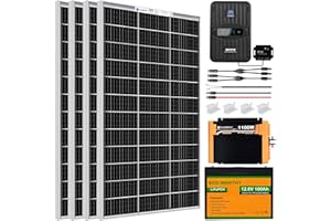 ECO-WORTHY 480W 12V Solar Panel System 2kWh/Day,Ideal for RVs, Boats,Homes:4pcs 120W Bifacial Solar Panel + 100AH LiFePO4 Battery + 40A MPPT Solar Controller + 1100W 12V Inverter + Accessories