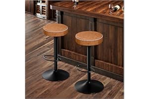 STOOLINK Lot de 2 Tabouret de Bar, Chaise de Bar Cuir Microfibre Tabouret Bar Réglable en Hauteur, Chaises Bar Réglable pour Cuisine, Tabourets Bar avec Repose-Pieds Chaise Bar Pivotant à 360°-Marron