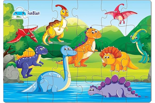 FunBlast Dinosaur Jigsaw Puzzle for Kids Jigsaw Puzzle for Kids of Age 3-5 Years 24 Pcs (Multicolor, Size 30X22 cm)