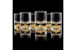 【Nouveau Design 2025】DUJUST Verres à Shot Montagne Dorée (45 ml), Set de Verres en Cristal Décorés avec Montagne en Or 24K, sans BPA ni Plomb, Parfait pour Décoration & Collection, Idée Cadeau - 6 pcs