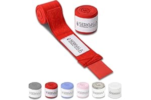 Serigala 4,5m Boxbandagen mit Daumenschlaufe - Halb elastische Bandagen Boxen mit extra breitem Klettverschluss - Kampfsport Bandagen für Thaiboxen, Kickboxen, MMA und Muay Thai