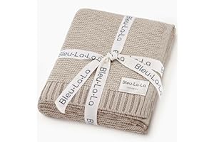 Bleu La La Baby Blanket for Girls Organic Cotton Knit Soft Warm Cozy Unisex Receiving Cuddle Stroller Crib Pink Blanket for Newborns, Infants Toddler, Boys and Girls… (Oatmeal)