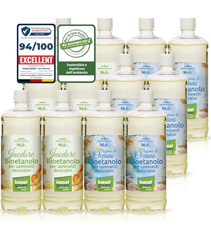 KieselGreen Bioethanolo 10 Litri con Fragranza per Caminetto a Etanolo