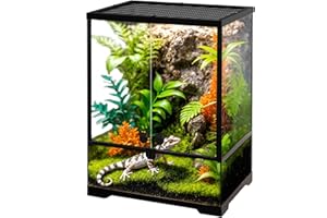 NEPTONION 32 Gallon Professional Glass Terrarium 18"x18"x24" Durable Reptile Habitat Tank with Heat Resistant Aluminum Alloy Frame, Dual Front Swinging Doors for no Jam by Sand and Other Debris