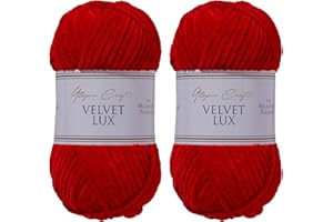 Utopia Crafts Velvet Lux Chenille Super Soft Chunky Yarn for Knitting and Crochet Yarn 2X 100g (Red)