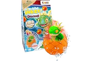 INKEE Surprise Dragons - Badebombe Kinder mit Überraschung, Drachen Spielzeug Figur im Inneren – Badekugel Kinder Cola-Orange Duft – Badespaß Badekugeln mit Überraschung (1x100g)