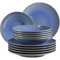 MÄSER Ossia Keramik-Schalen Set – 7-teilig, Blau, Ø 16 & 24 Cm, Spülmaschinenfest